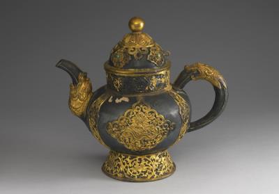 图片[2]-Silver pot with turquoise inlay and gold openwork dragon decoration, Qing dynasty, 18th century-China Archive